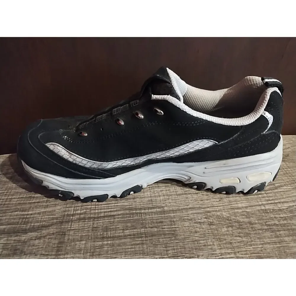 💕Skechers Shoes D'Lites Black silver Leather Slip On #11591 Women's 9 sparkle - Picture 6 of 10